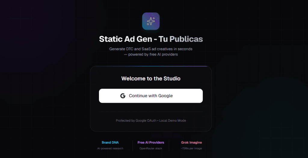 Static Ad Gen — Tu Publicas preview